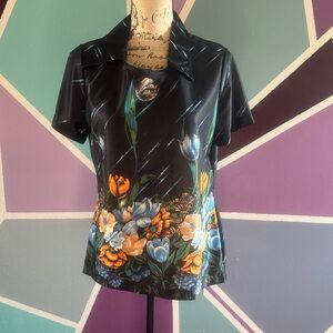 Black Floral Women's Blouse
